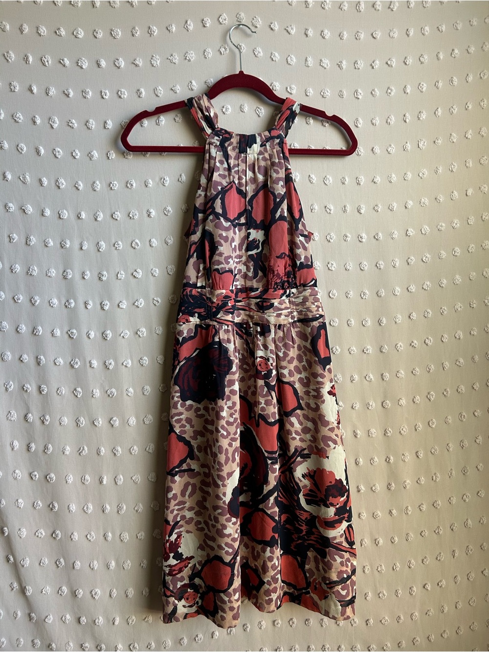 Tory Burch Women’s Silk Geometric Animal Print Sleeveless Dress Sz 2 Pink Mauve